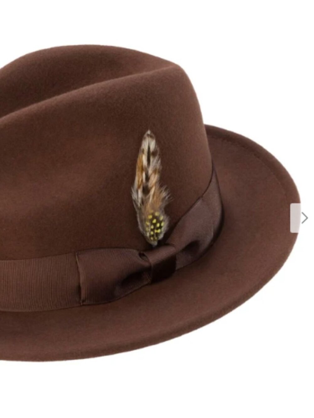 BROWN Lightfelt wool felt pinch crown fedora hat by Montique  H-60 - Picture 3 of 3
